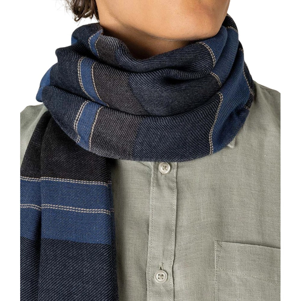 Blue-Brown - Side - Spasso Unisex Adult Twill Reversible Scarf