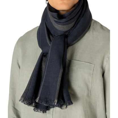 Marine - Back - Spasso Unisex Adult Striped Twill Scarf