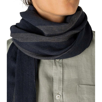 Marine - Side - Spasso Unisex Adult Striped Twill Scarf