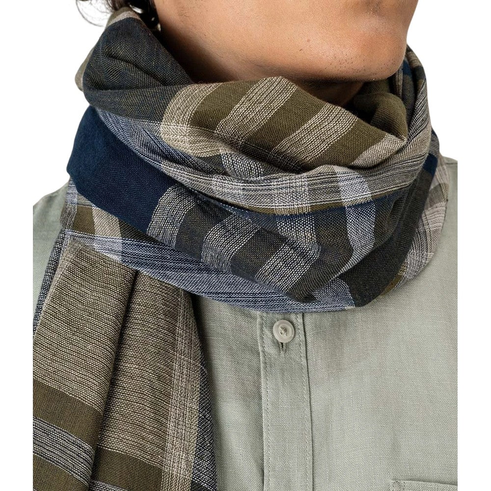 Olive - Back - Spasso Unisex Adult Large Check Scarf