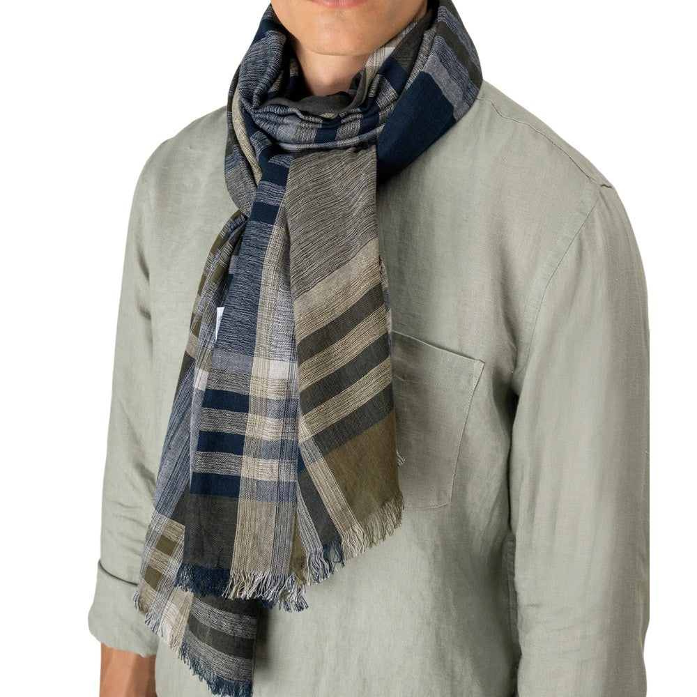 Olive - Side - Spasso Unisex Adult Large Check Scarf