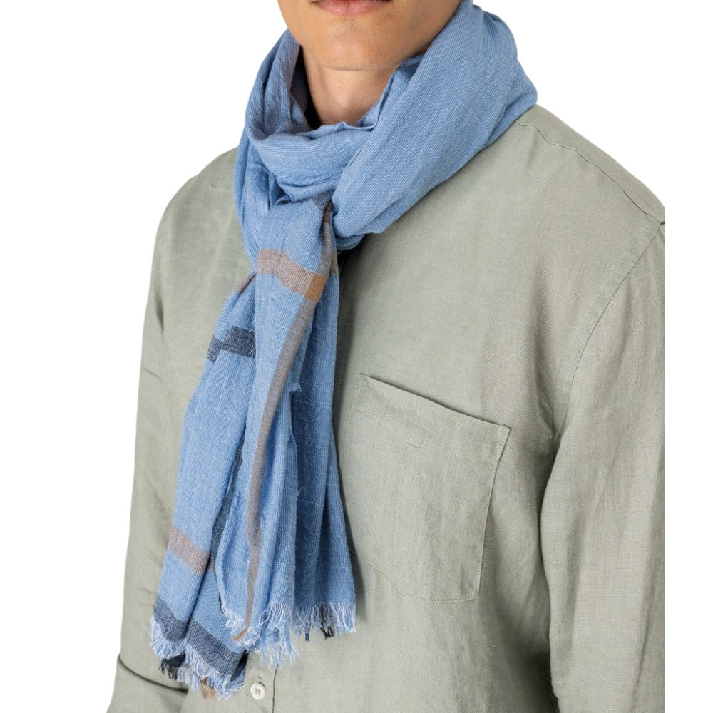 Blue - Back - Spasso Unisex Adult Double Stripe Scarf