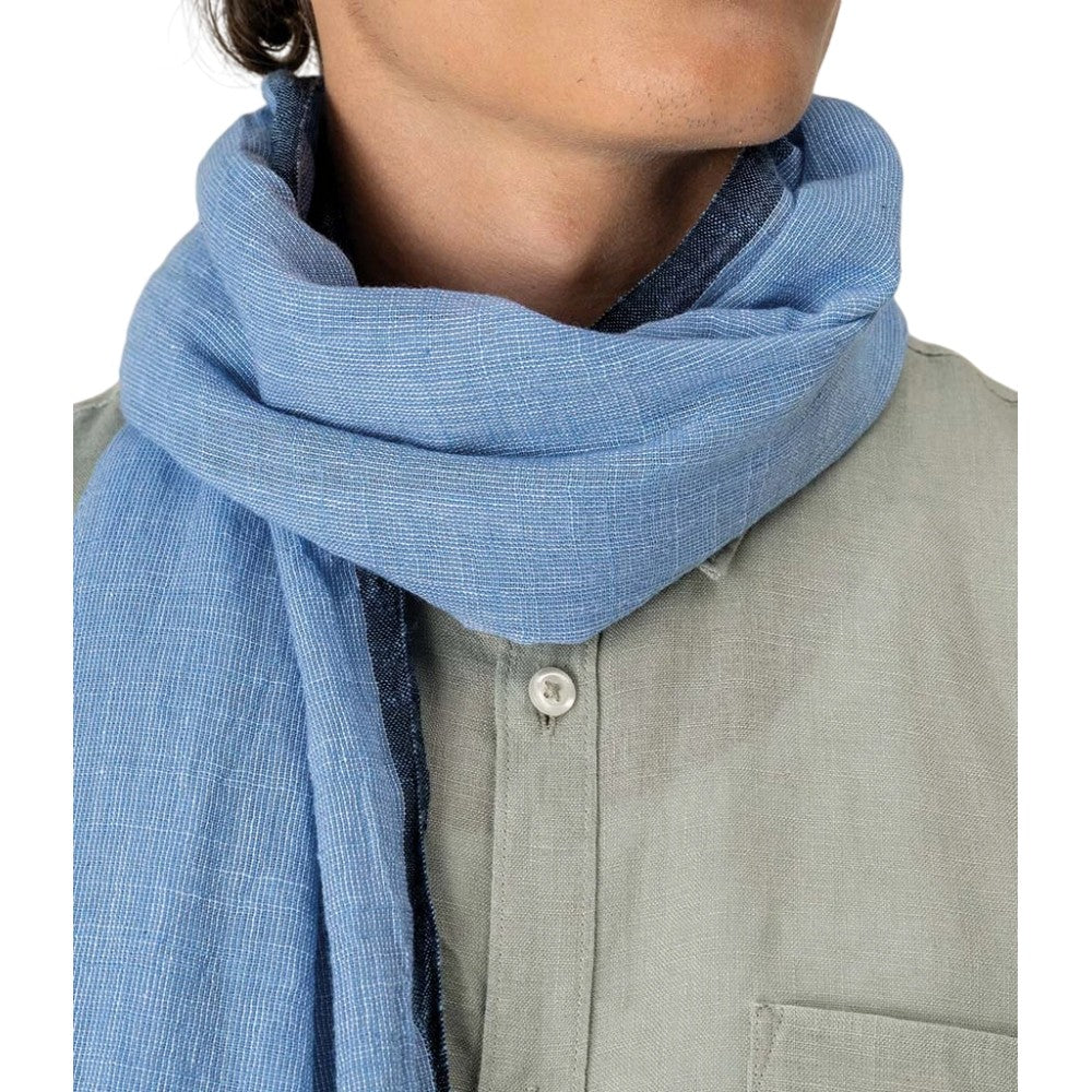 Blue - Side - Spasso Unisex Adult Double Stripe Scarf