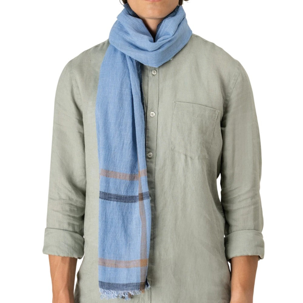 Blue - Front - Spasso Unisex Adult Double Stripe Scarf