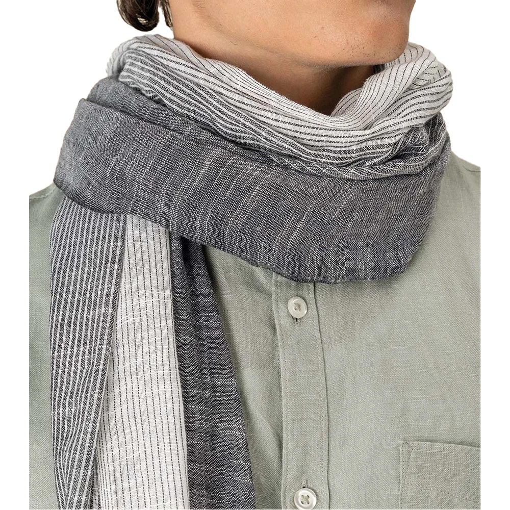 Grey - Back - Spasso Unisex Adult Striped Woven Scarf