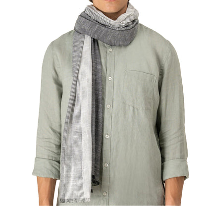 Grey - Side - Spasso Unisex Adult Striped Woven Scarf