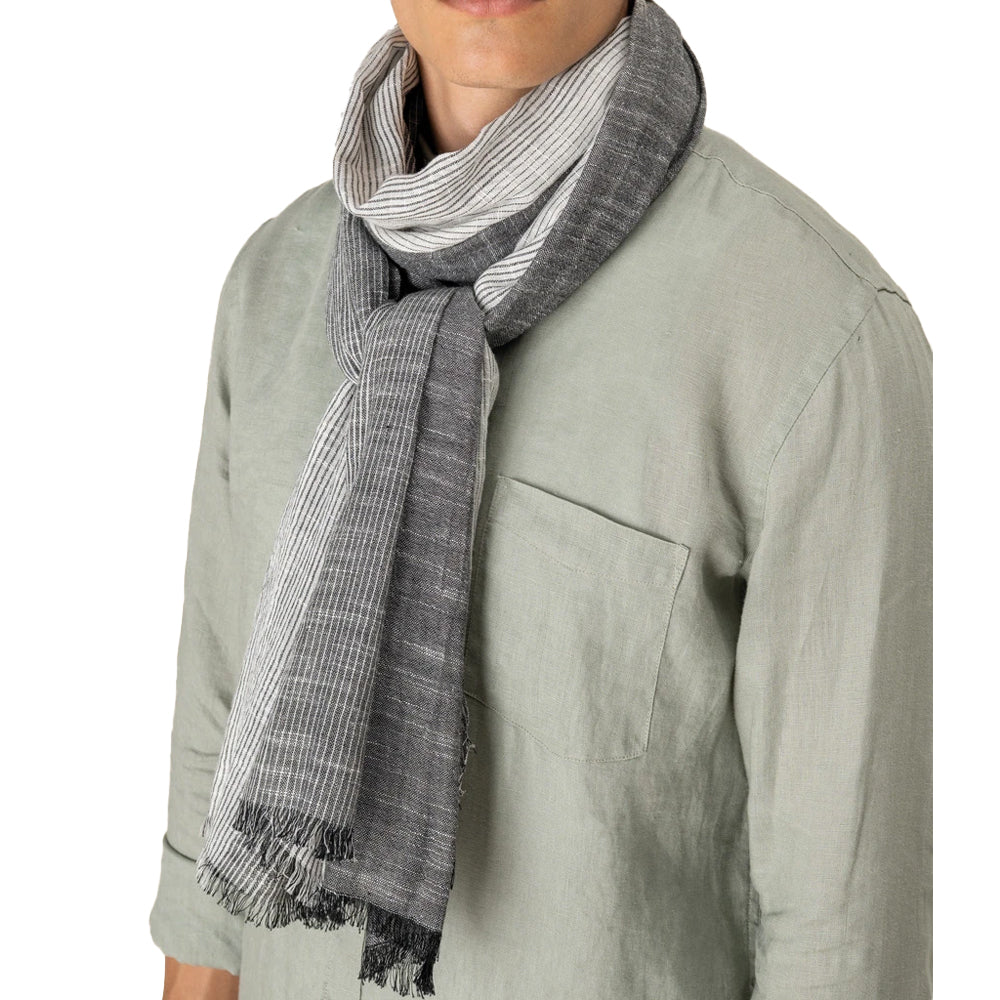 Grey - Front - Spasso Unisex Adult Striped Woven Scarf