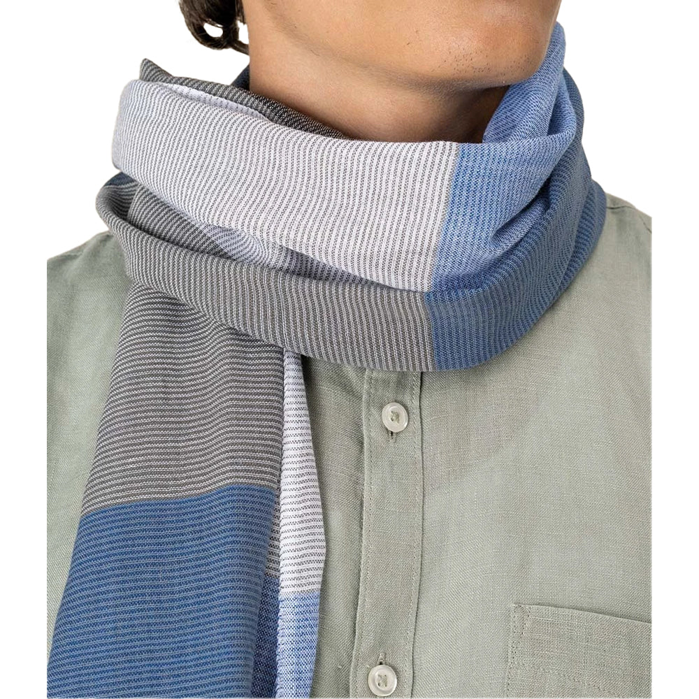 Grey-Blue - Back - Spasso Unisex Adult Checked Woven Scarf