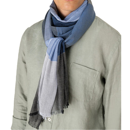 Grey-Blue - Front - Spasso Unisex Adult Checked Woven Scarf
