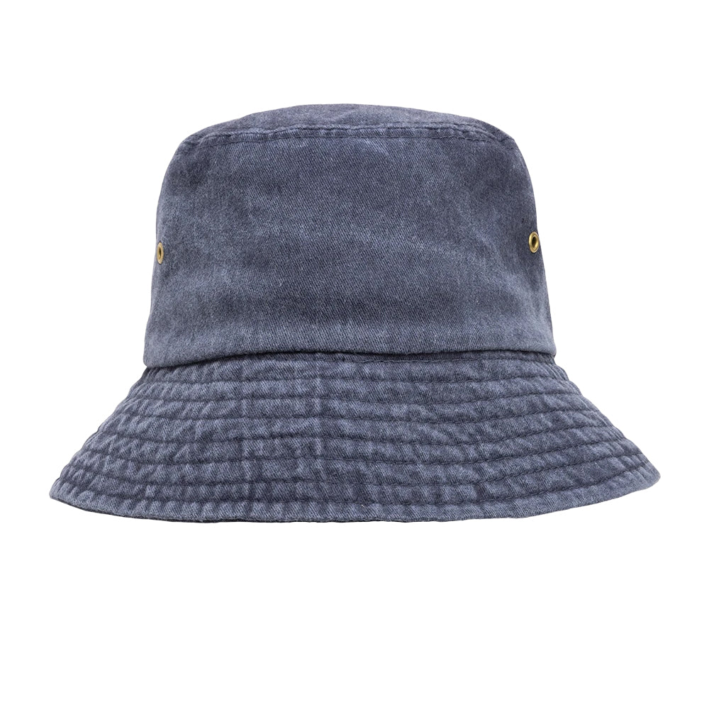Vintage Denim - Front - Result Headwear Unisex Adult Vintage Cotton Bucket Hat