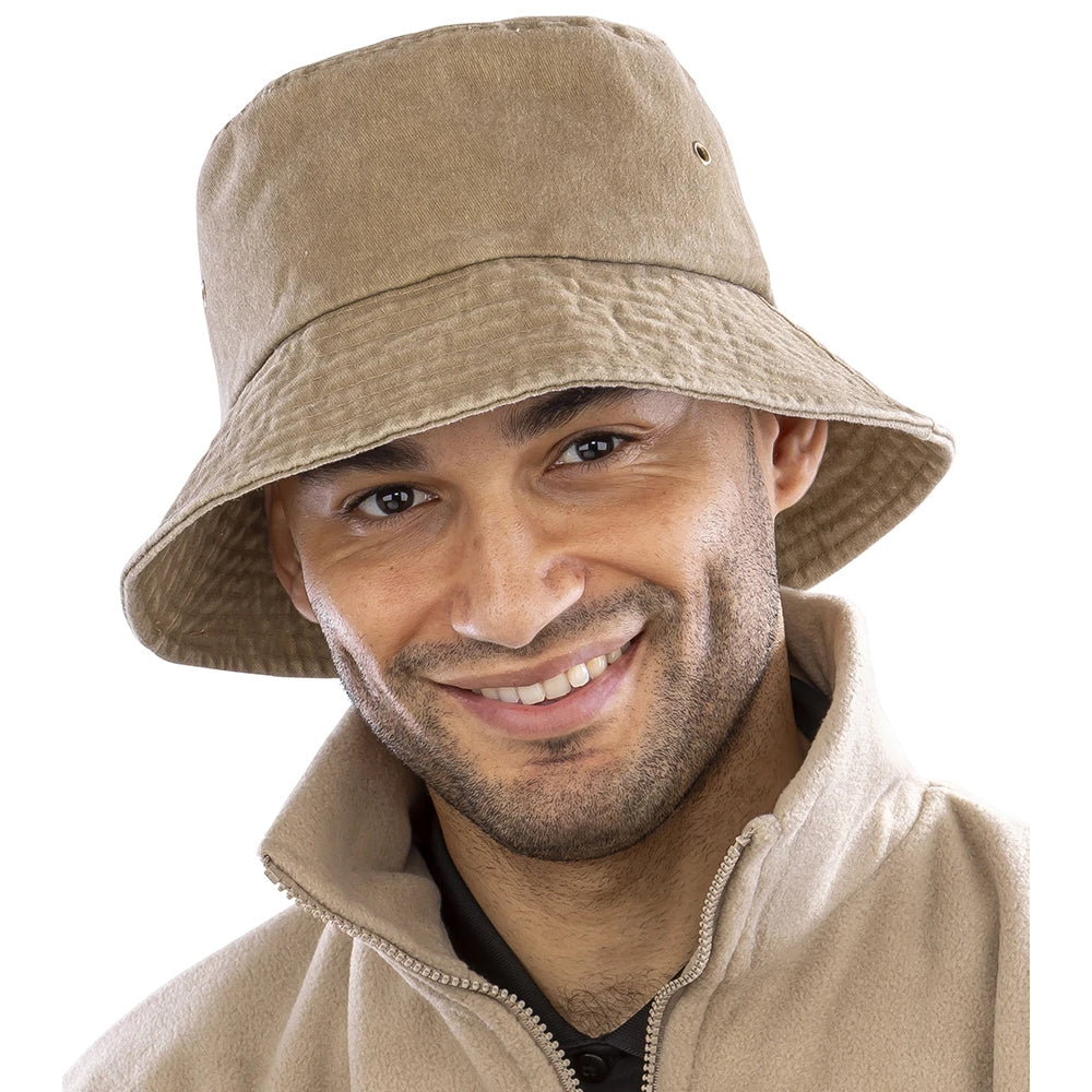 Vintage Stone - Back - Result Headwear Unisex Adult Vintage Cotton Bucket Hat