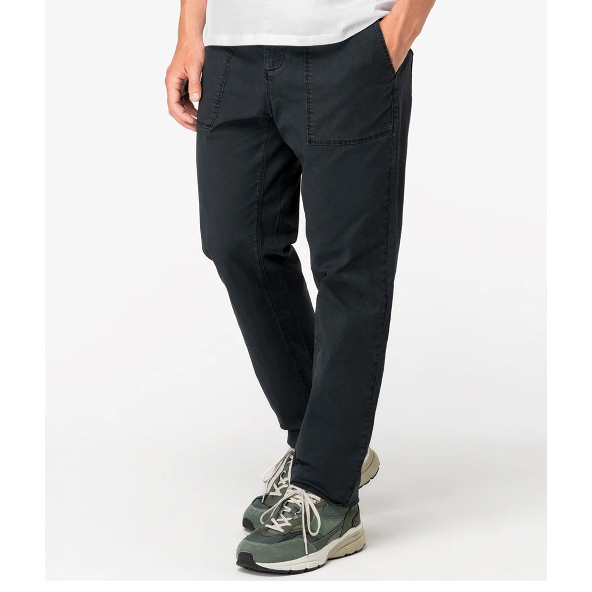Coal Grey - Close up - Native Spirit Mens Washed Trousers