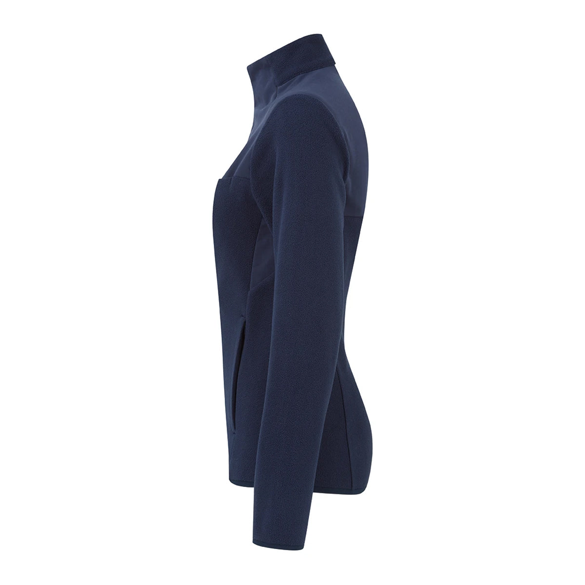 Navy - Side - Onna Womens-Ladies Panelled Fleece Jacket