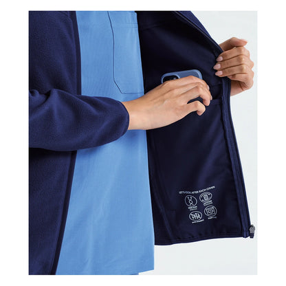 Navy - Close up - Onna Womens-Ladies Panelled Fleece Jacket