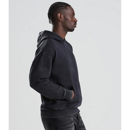 Washed Black - Close up - AWD Unisex Adult Vintage Wash Hoodie