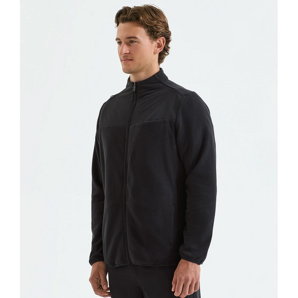 Black - Close up - Onna Mens Panelled Fleece Jacket