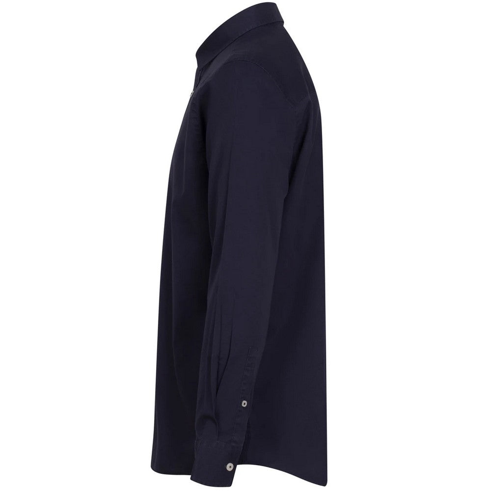 Washed Navy - Side - Front Row Mens Regular Long-Sleeved Shirt