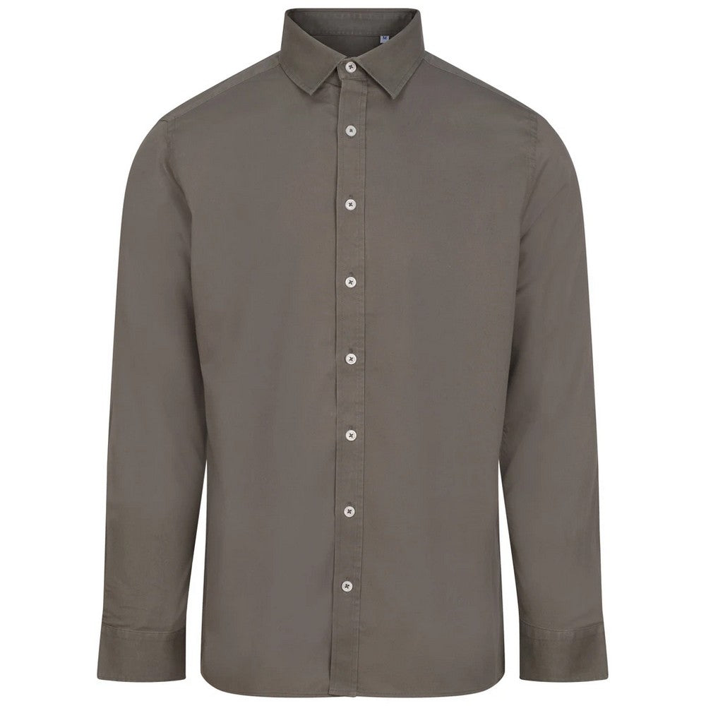 Khaki - Front - Front Row Mens Regular Long-Sleeved Shirt
