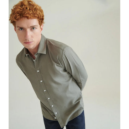 Khaki - Pack Shot - Front Row Mens Regular Long-Sleeved Shirt
