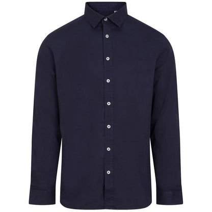 Washed Navy - Front - Front Row Mens Regular Long-Sleeved Shirt