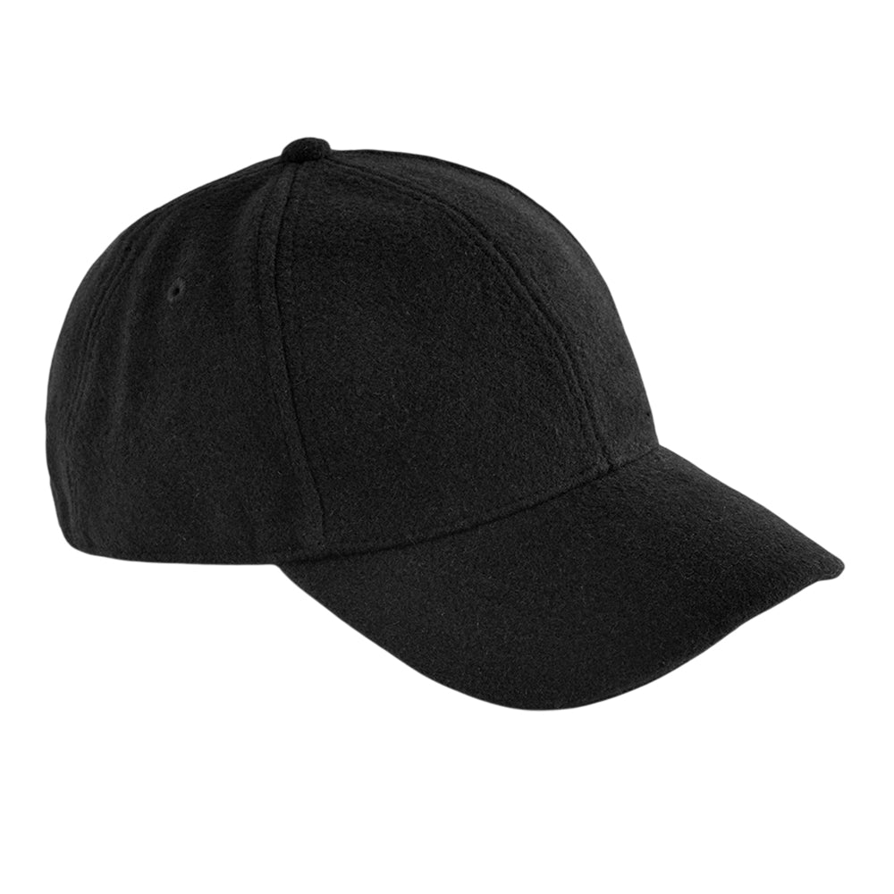 Black - Front - Beechfield 6 Panel Wool Blend Cap