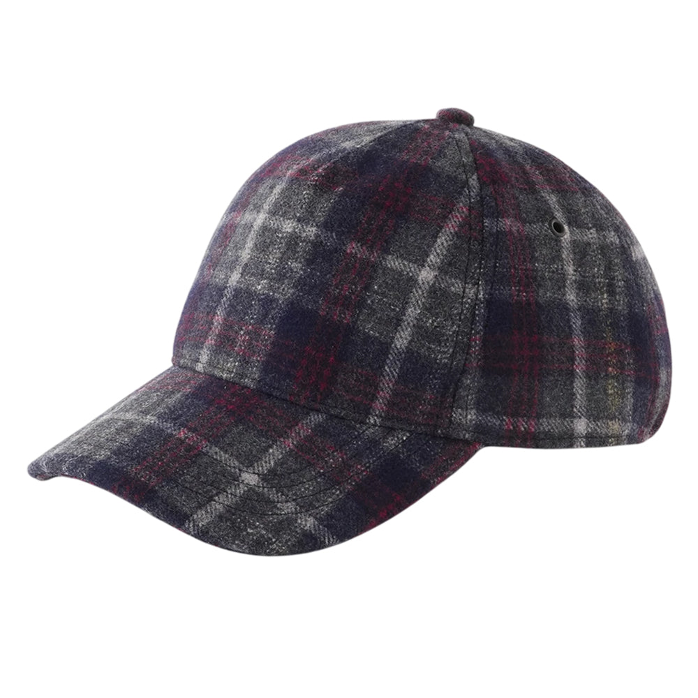 Navy - Back - Beechfield Checked Wool Blend Cap