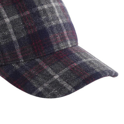 Navy - Side - Beechfield Checked Wool Blend Cap