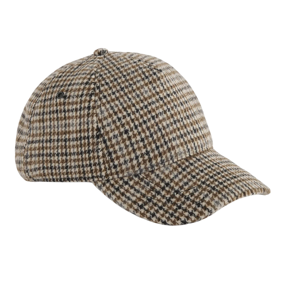 Tan - Front - Beechfield Checked Wool Blend Cap