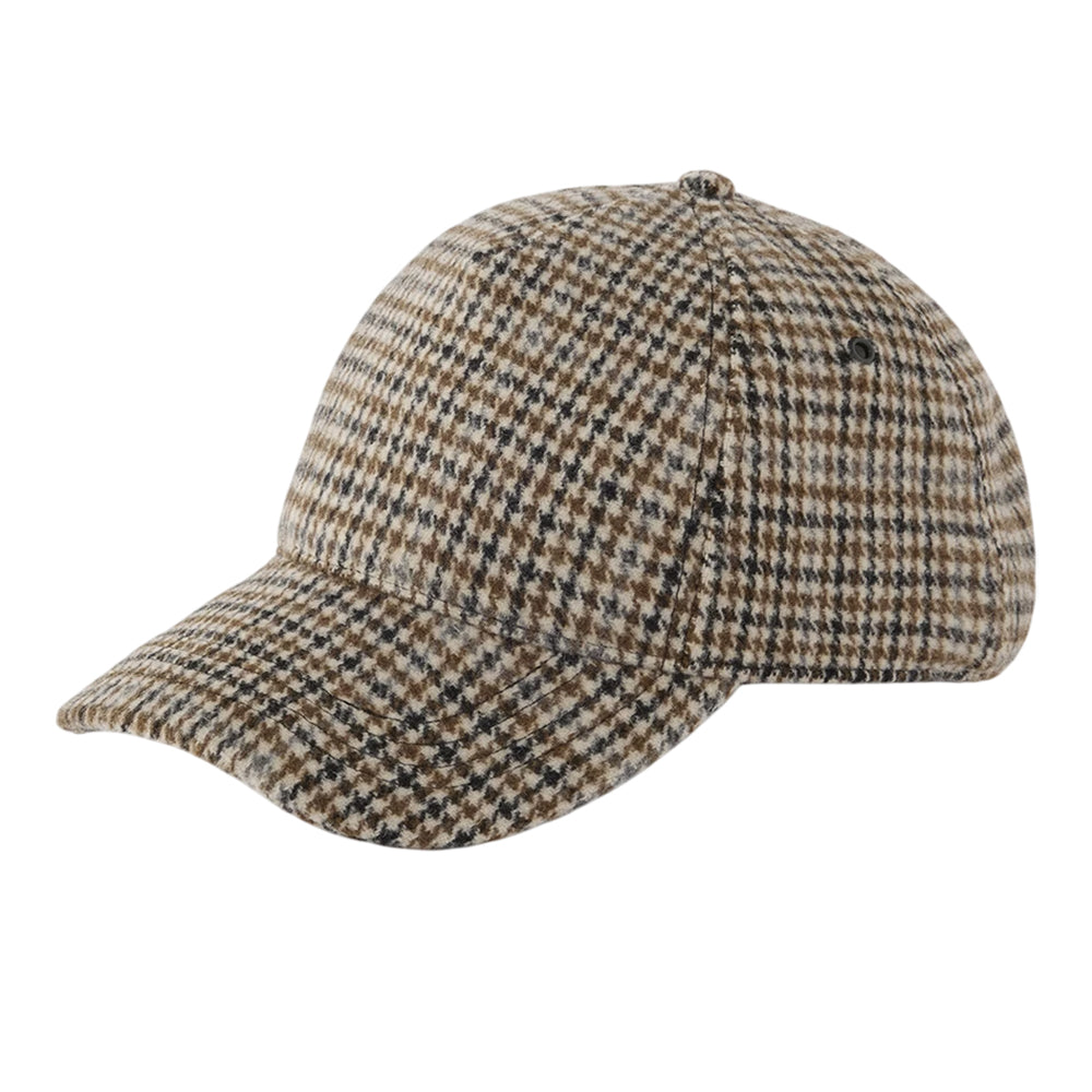 Tan - Back - Beechfield Checked Wool Blend Cap
