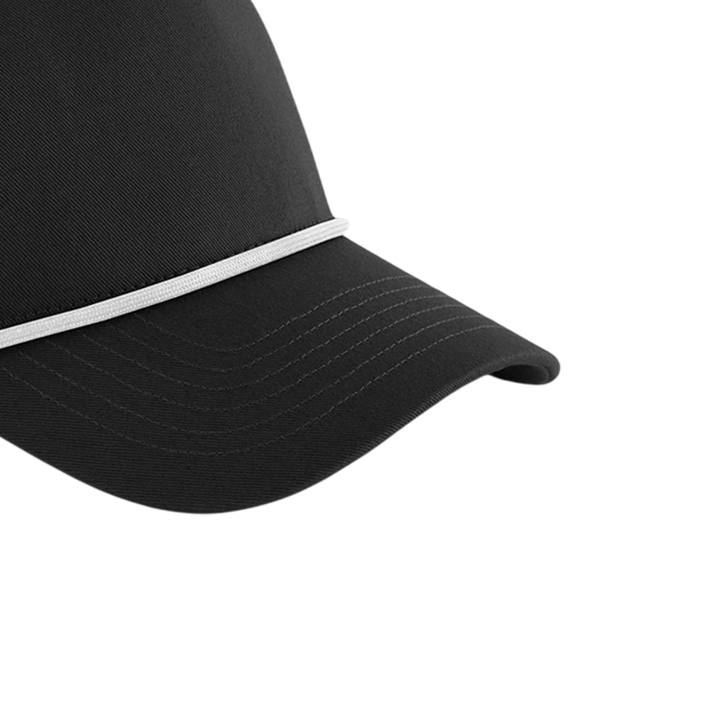 Black-White - Back - Beechfield Rope Detail 5 Panel Trucker Cap