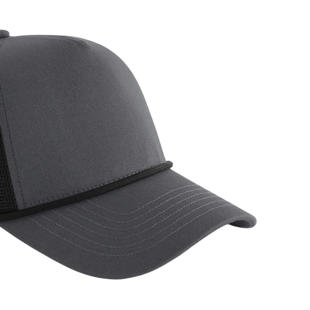 Graphite Grey-Black - Back - Beechfield Rope Detail 5 Panel Trucker Cap