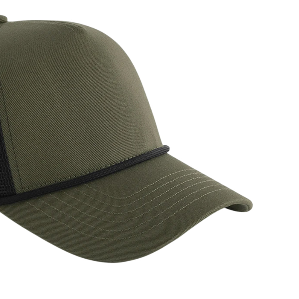Military Green-Black - Back - Beechfield Rope Detail 5 Panel Trucker Cap