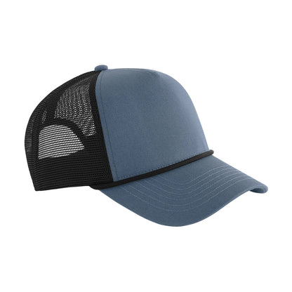 Slate Blue-Black - Front - Beechfield Rope Detail 5 Panel Trucker Cap