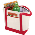 Natural-Red - Back - Bullet Lighthouse Non Woven Cooler Tote