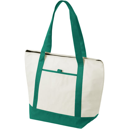 Natural-Green - Back - Bullet Lighthouse Non Woven Cooler Tote
