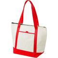 Natural-Red - Front - Bullet Lighthouse Non Woven Cooler Tote