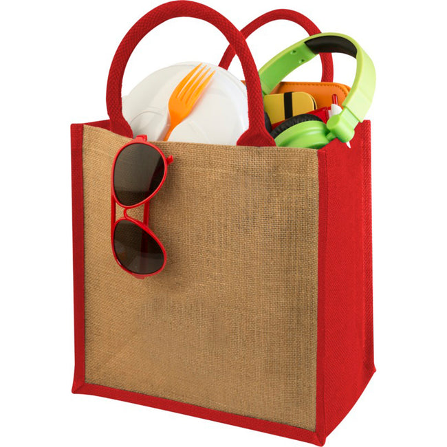 Natural-Red - Side - Bullet Chennai Jute Gift Tote