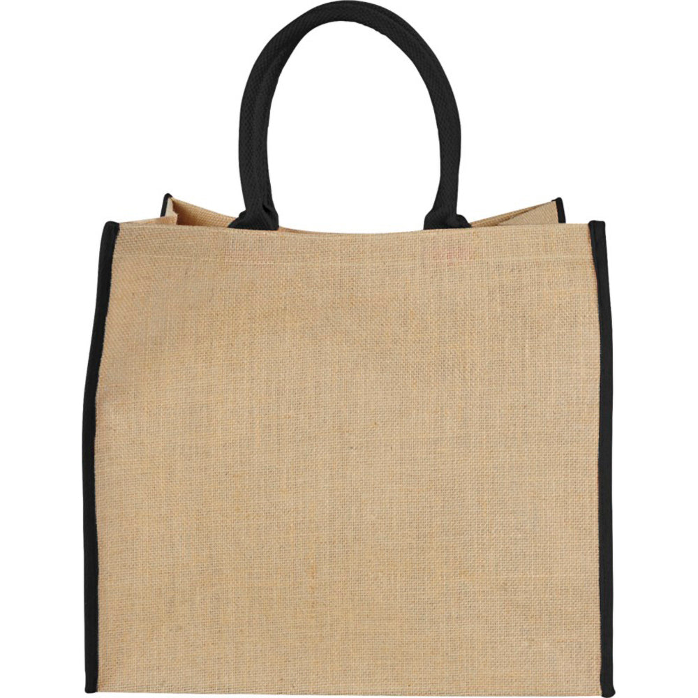 Natural-Solid Black - Back - Bullet The Large Jute Tote