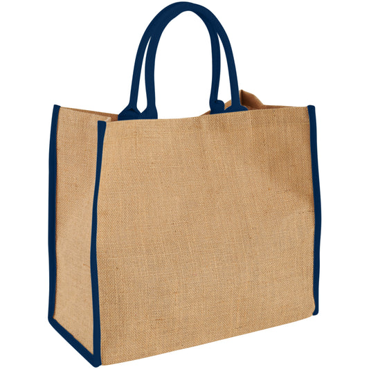 Natural-Navy - Front - Bullet The Large Jute Tote