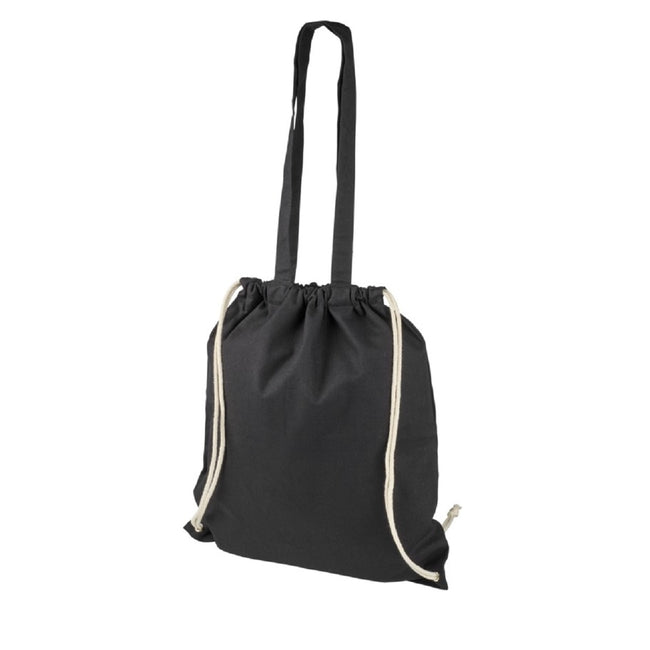 Solid Black - Back - Bullet Eliza Cotton Drawstring Bag