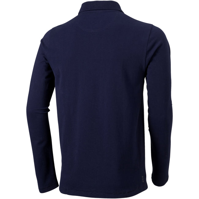 Navy - Back - Elevate Mens Oakville Long Sleeve Polo Shirt