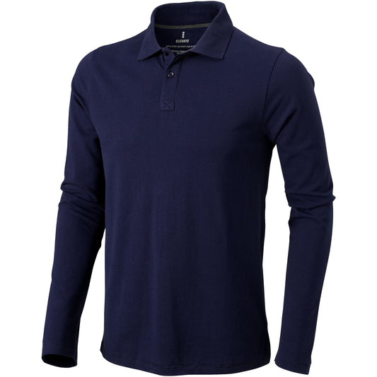 Navy - Front - Elevate Mens Oakville Long Sleeve Polo Shirt