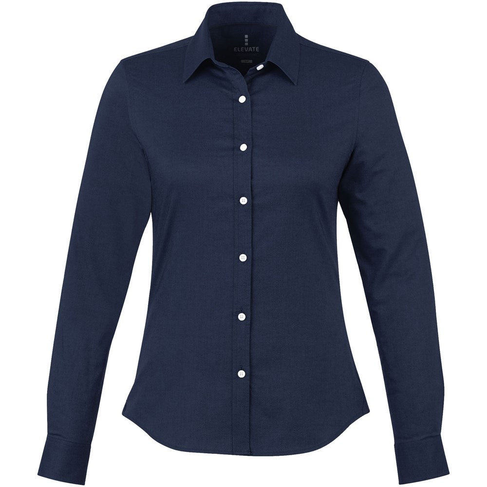 Navy Blue - Front - Elevate Vaillant Long Sleeve Ladies Shirt