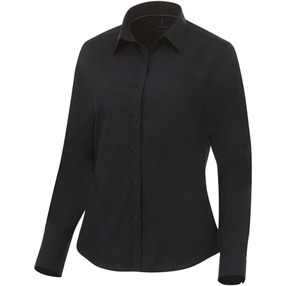 Solid Black - Front - Elevate Womens-Ladies Hamell Long Sleeve Shirt