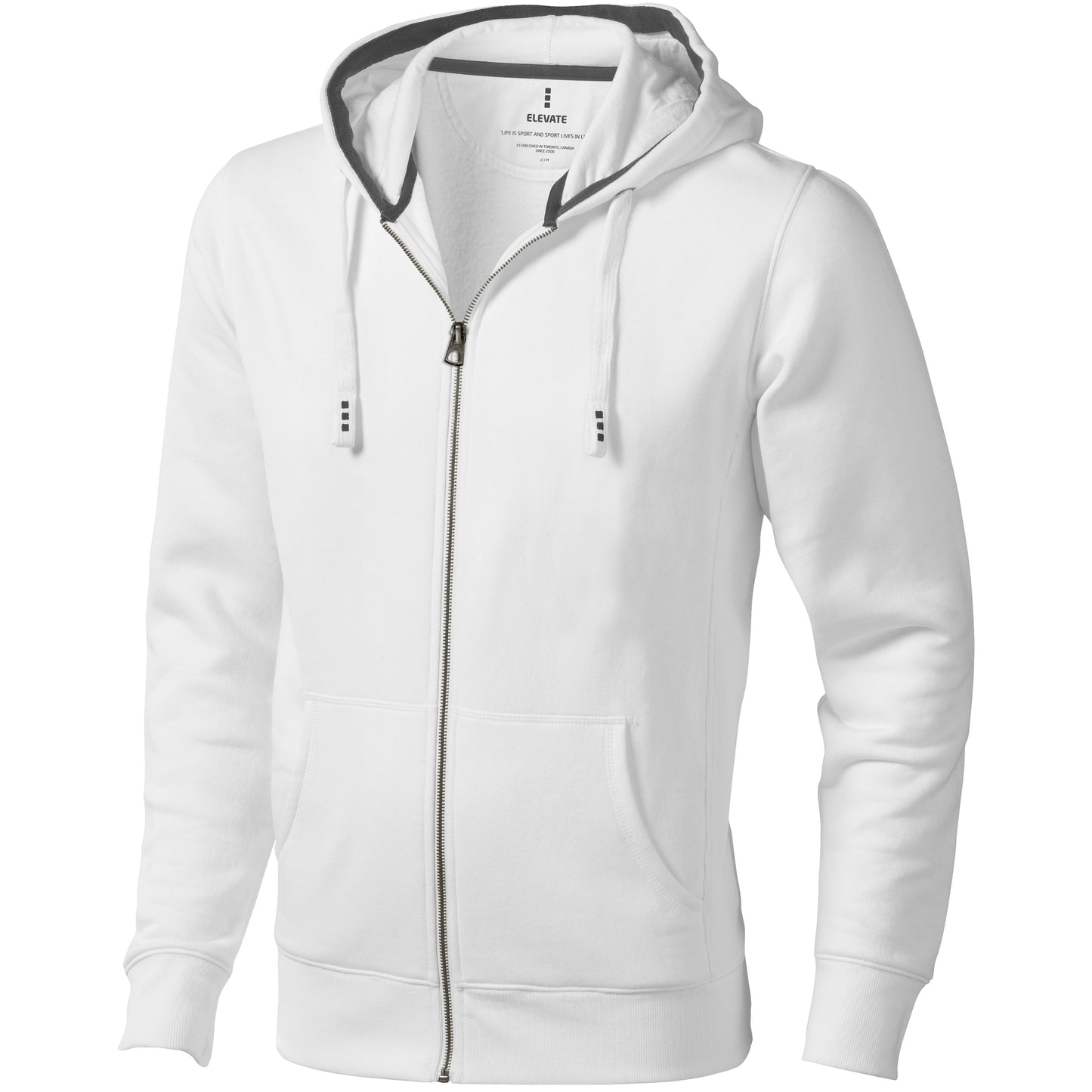 White - Front - Elevate Mens Arora Hooded Full Zip Sweater