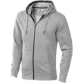 Grey Melange - Front - Elevate Mens Arora Hooded Full Zip Sweater
