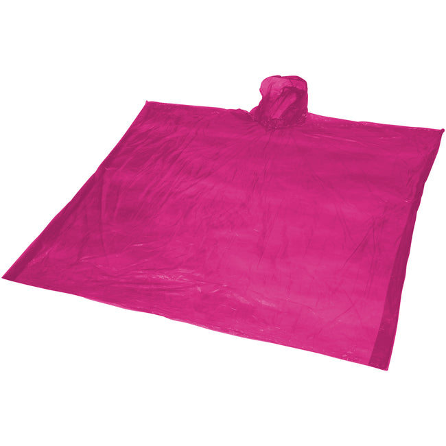 Pink - Front - Bullet Ziva Adults Unisex Disposable Rain Poncho With Pouch