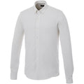 White - Front - Elevate Mens Bigelow Long Sleeve Pique Shirt