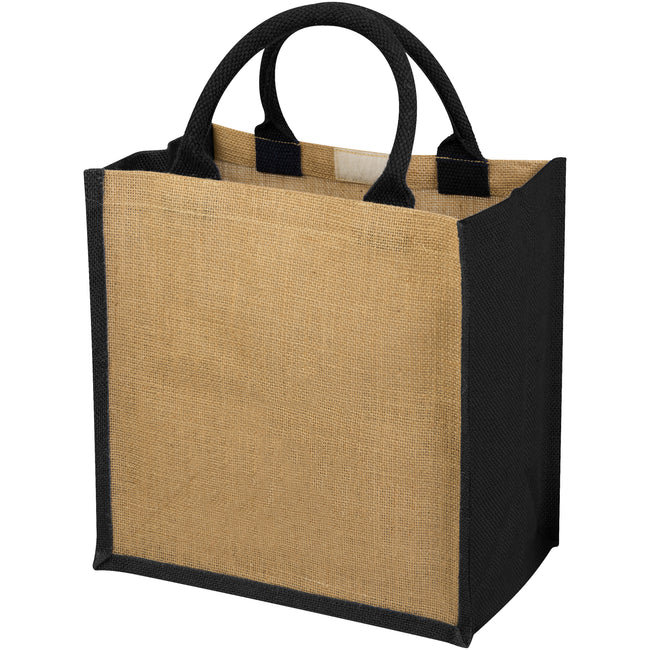 Natural-Solid Black - Front - Bullet Chennai Jute Gift Tote (Pack of 2)