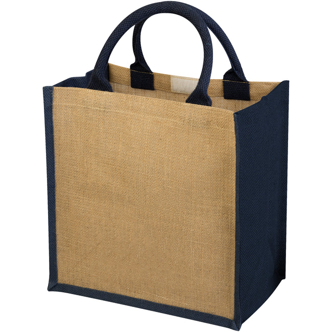 Natural-Navy - Front - Bullet Chennai Jute Gift Tote (Pack of 2)